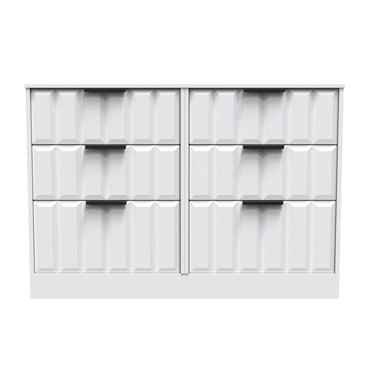 New York C Large Chest of Drawers White 6 Drawers 115cm