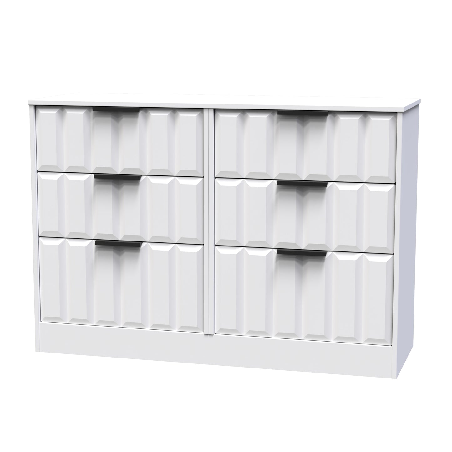 New York C Large Chest of Drawers White 6 Drawers 115cm