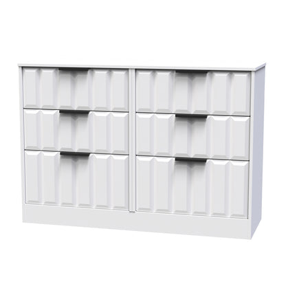New York C Large Chest of Drawers White 6 Drawers 115cm
