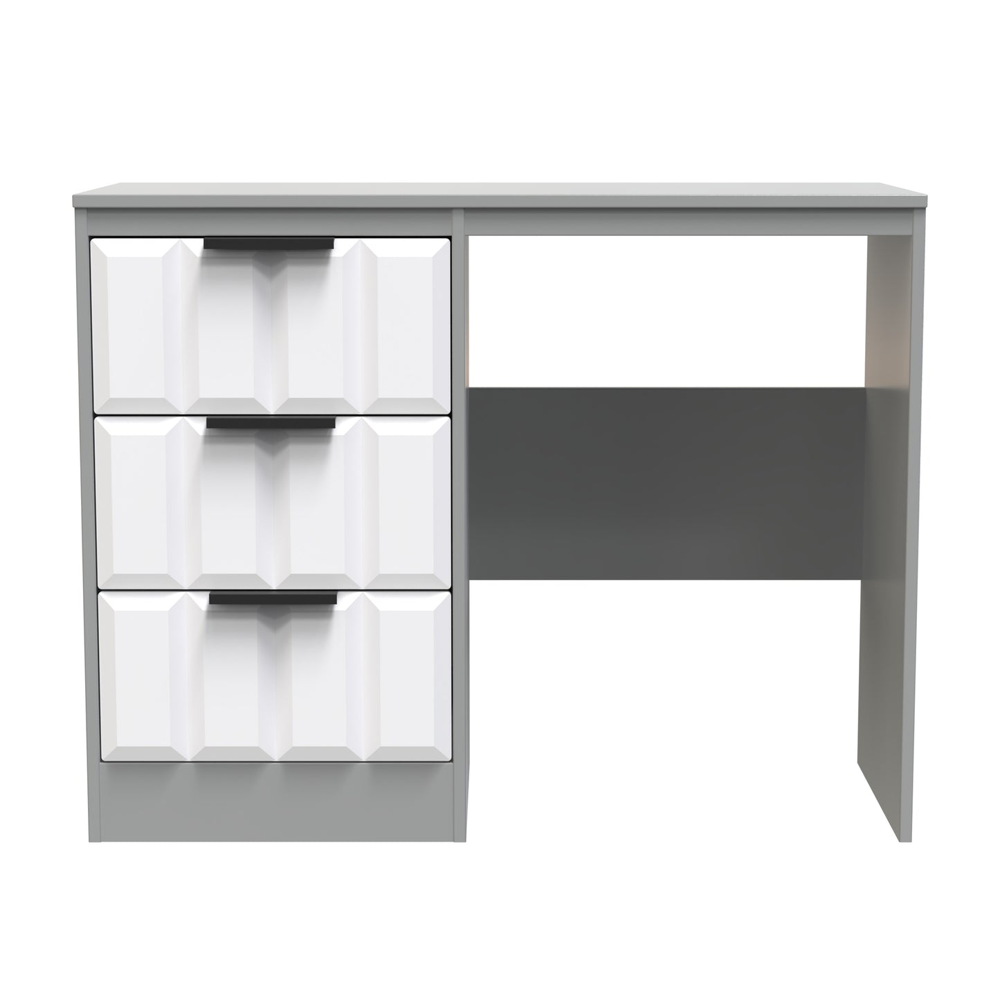 New York C Desk White & Grey 3 Drawers 97cm