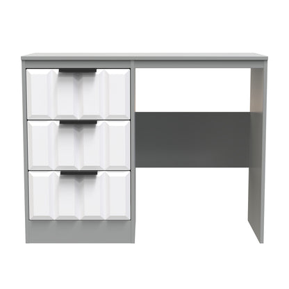 New York C Desk White & Grey 3 Drawers 97cm