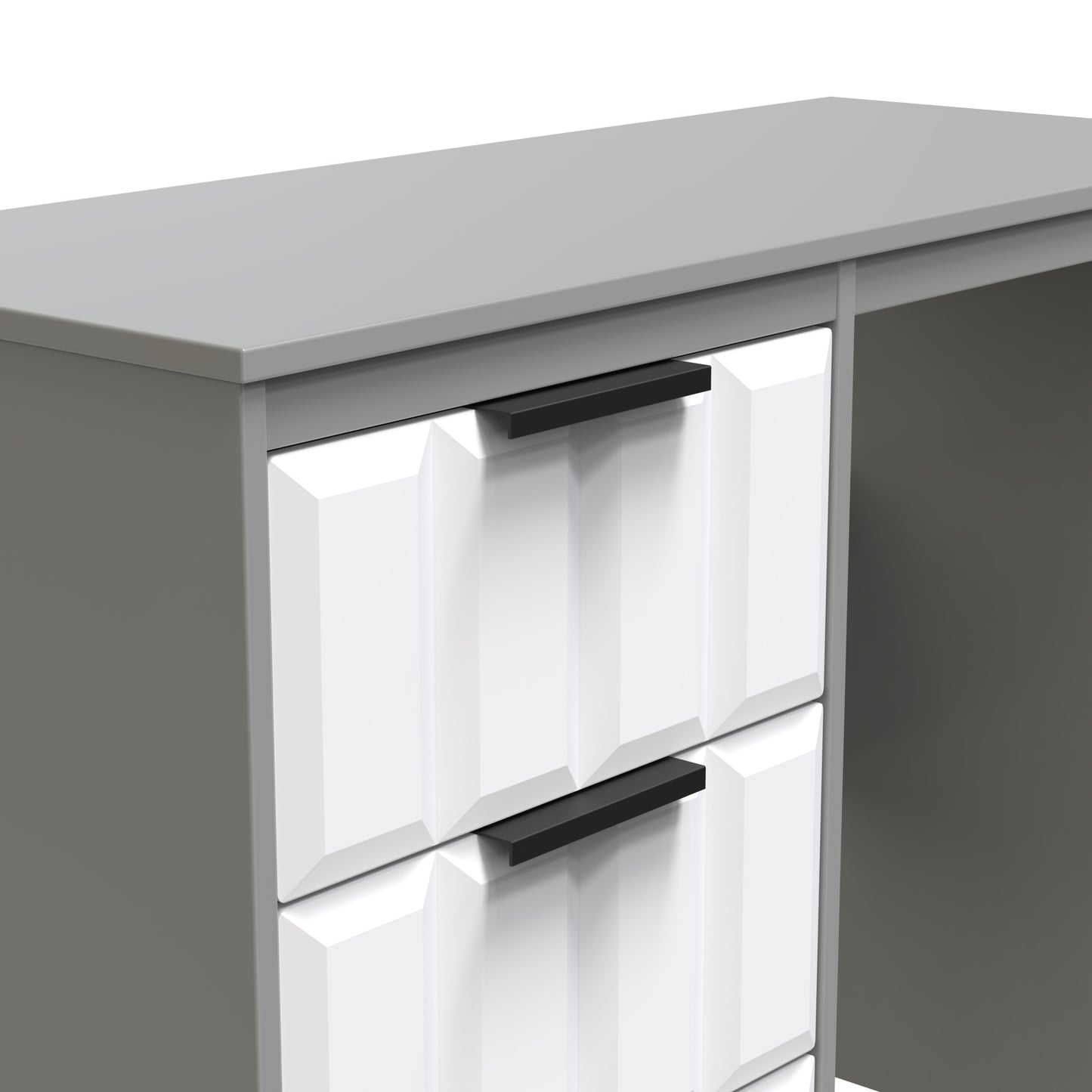 New York C Desk White & Grey 3 Drawers 97cm