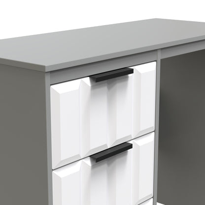 New York C Desk White & Grey 3 Drawers 97cm
