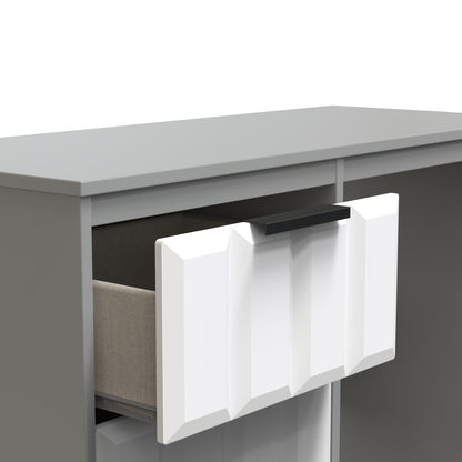 New York C Desk White & Grey 3 Drawers 97cm