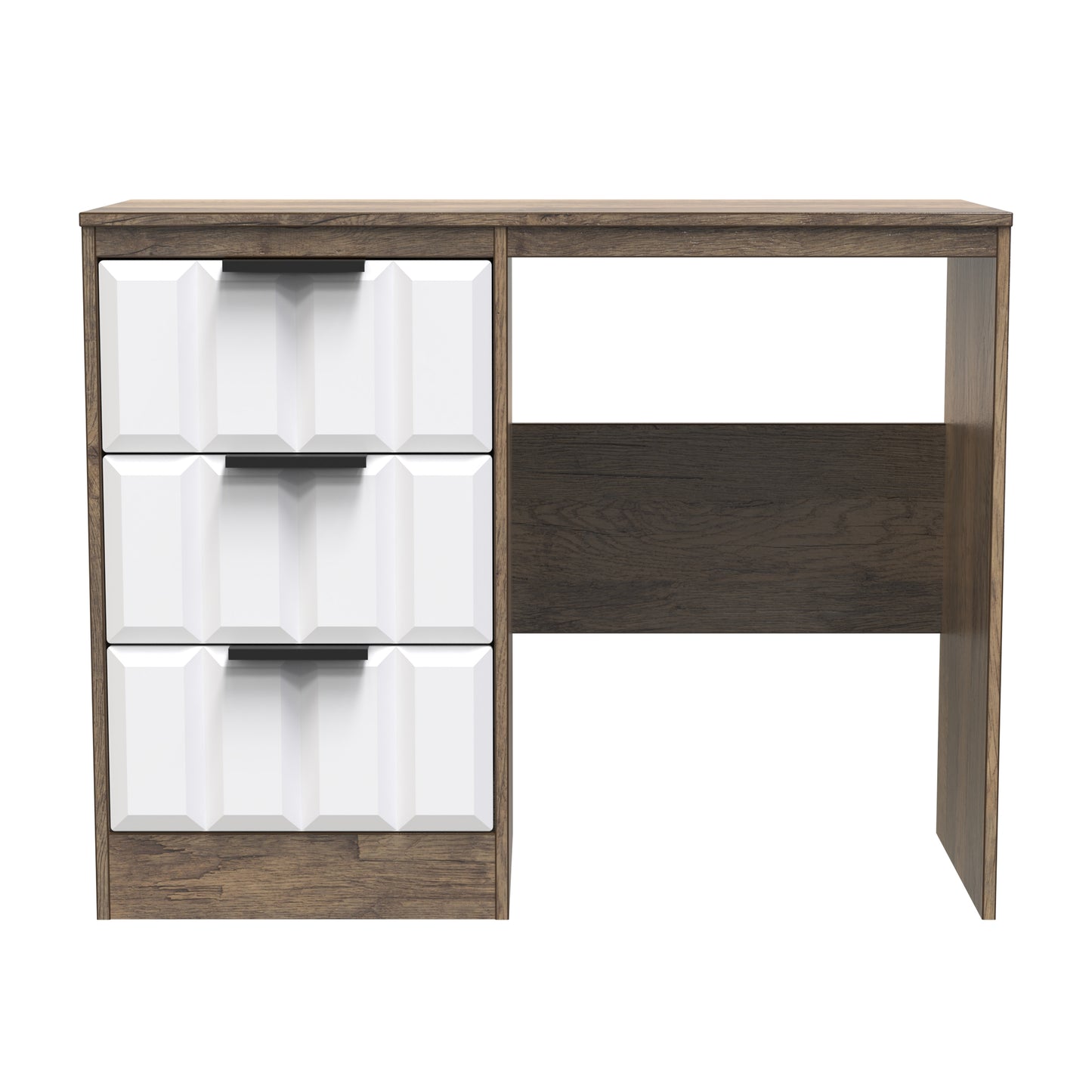 New York C Desk White & Vintage Oak 3 Drawers 97cm