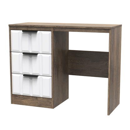 New York C Desk White & Vintage Oak 3 Drawers 97cm
