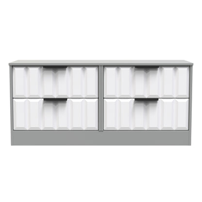 New York C Large Chest of Drawers White & Grey 4 Drawers 115cm