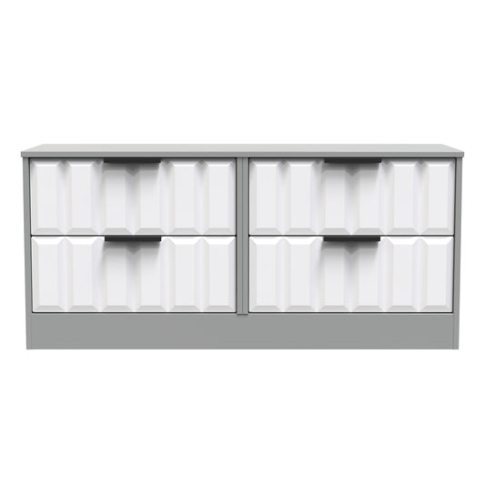 New York C Large Chest of Drawers White & Grey 4 Drawers 115cm