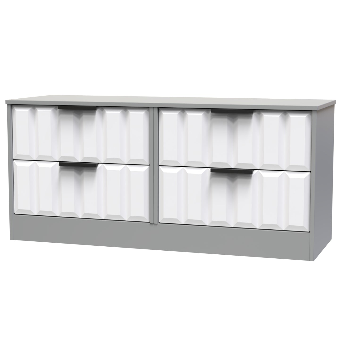 New York C Large Chest of Drawers White & Grey 4 Drawers 115cm
