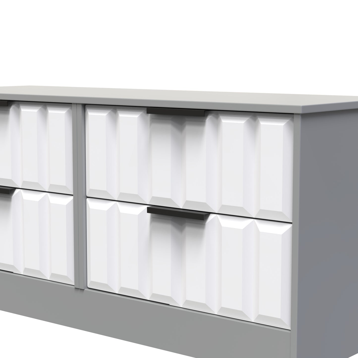 New York C Large Chest of Drawers White & Grey 4 Drawers 115cm