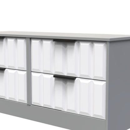 New York C Large Chest of Drawers White & Grey 4 Drawers 115cm