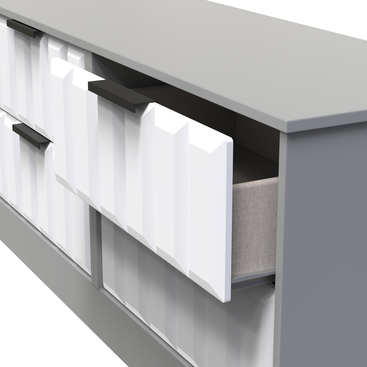 New York C Large Chest of Drawers White & Grey 4 Drawers 115cm