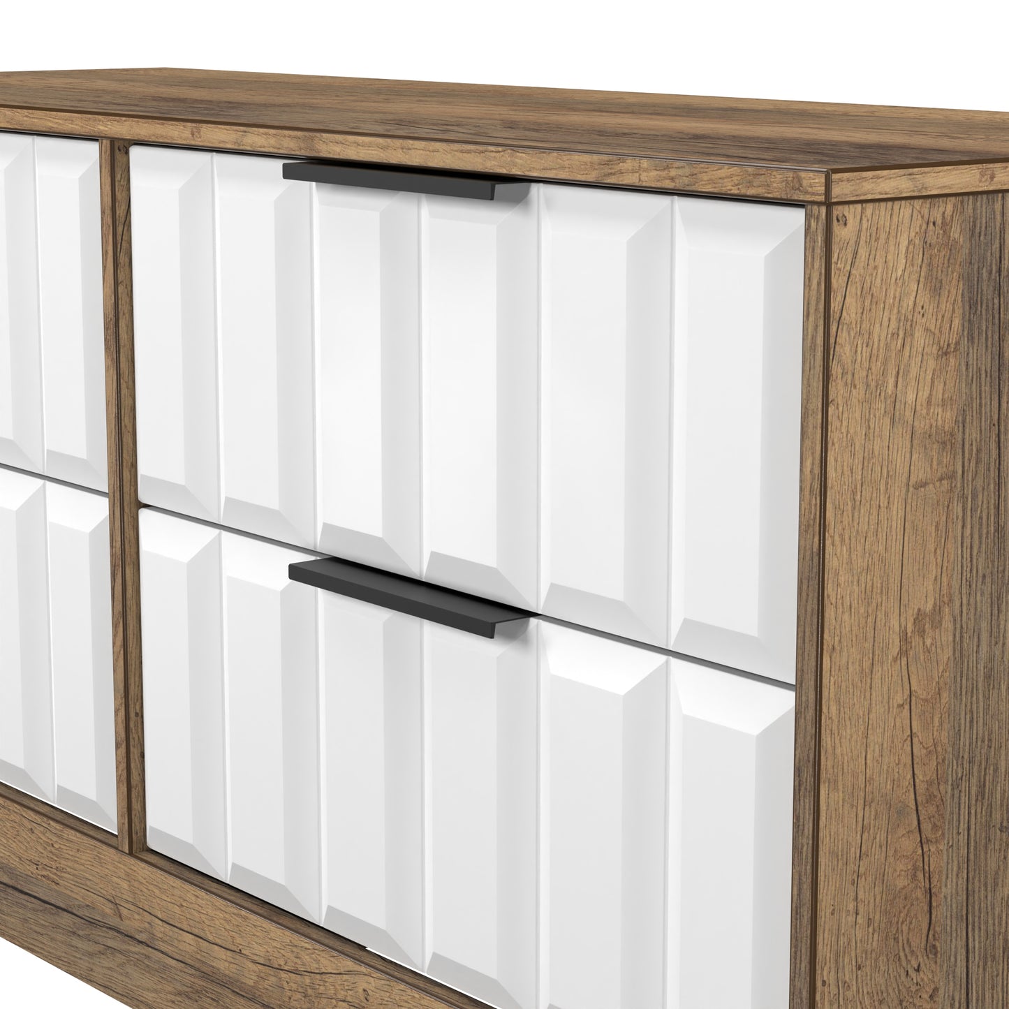 New York C Large Chest of Drawers White & Vintage Oak 4 Drawers 115cm