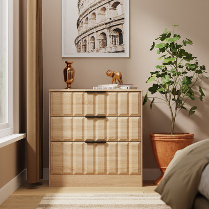 New York C Chest of Drawers Light Oak 3 Drawers 77cm
