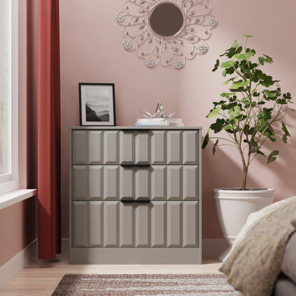 New York C Chest of Drawers Grey 3 Drawers 77cm