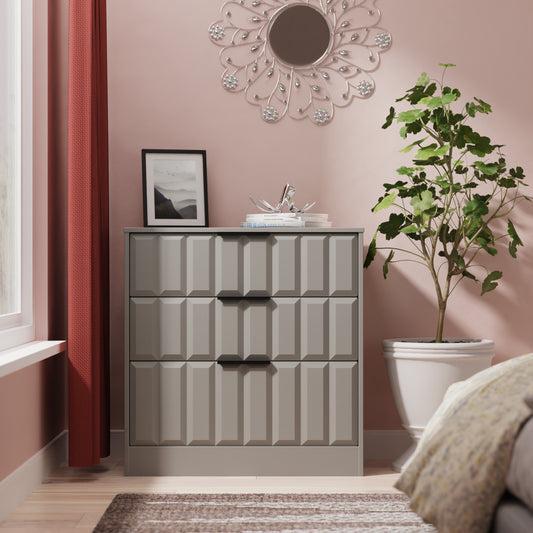 New York C Chest of Drawers Grey 3 Drawers 77cm