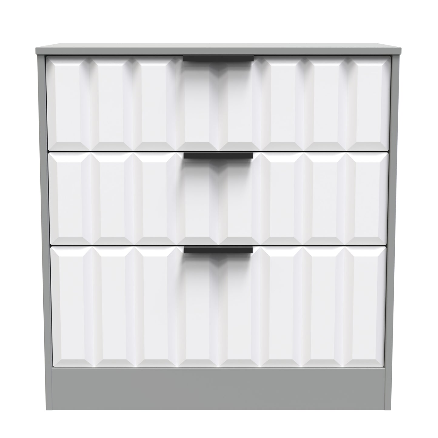 New York C Chest of Drawers White & Grey 3 Drawers 77cm