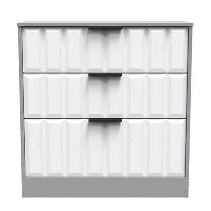 New York C Chest of Drawers White & Grey 3 Drawers 77cm