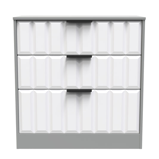New York C Chest of Drawers White & Grey 3 Drawers 77cm