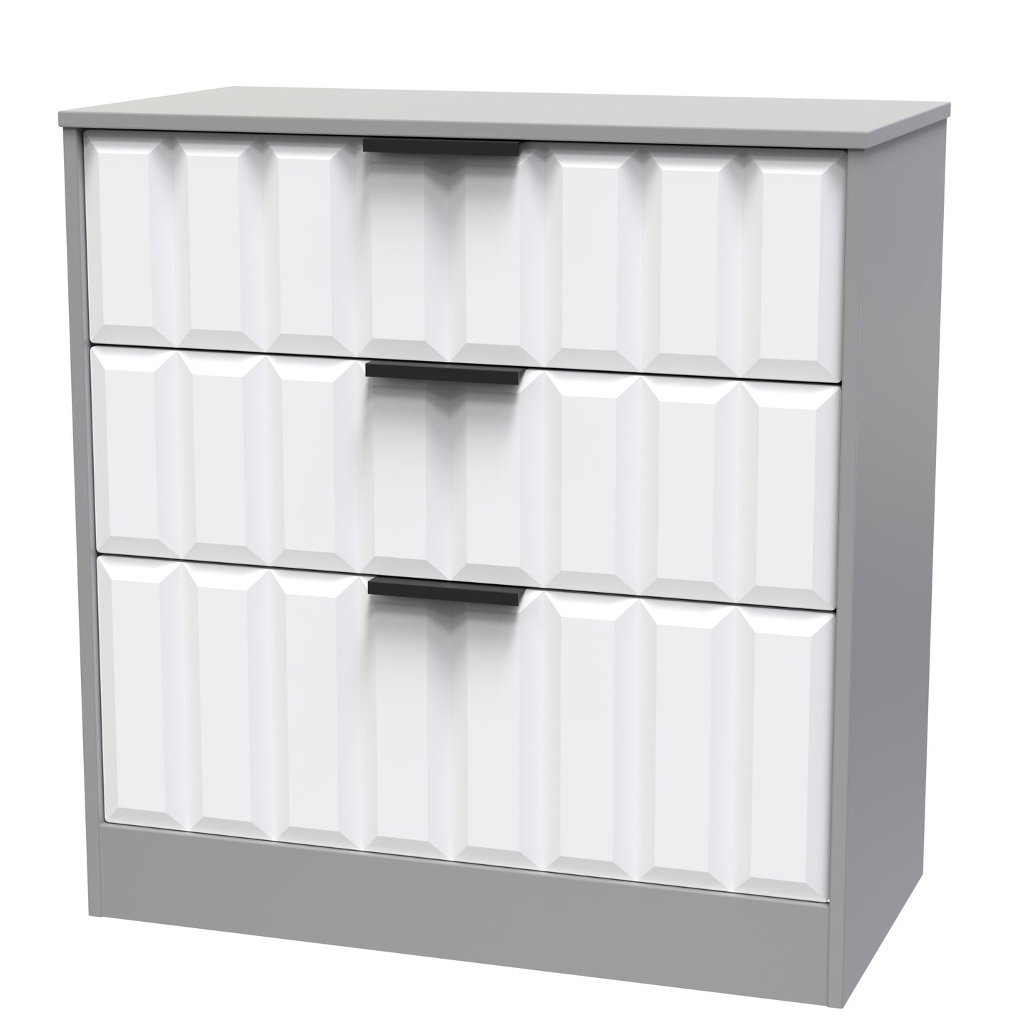 New York C Chest of Drawers White & Grey 3 Drawers 77cm