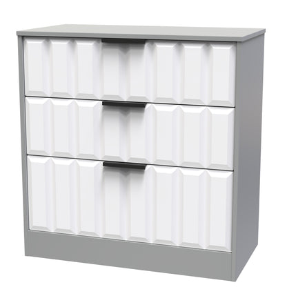 New York C Chest of Drawers White & Grey 3 Drawers 77cm