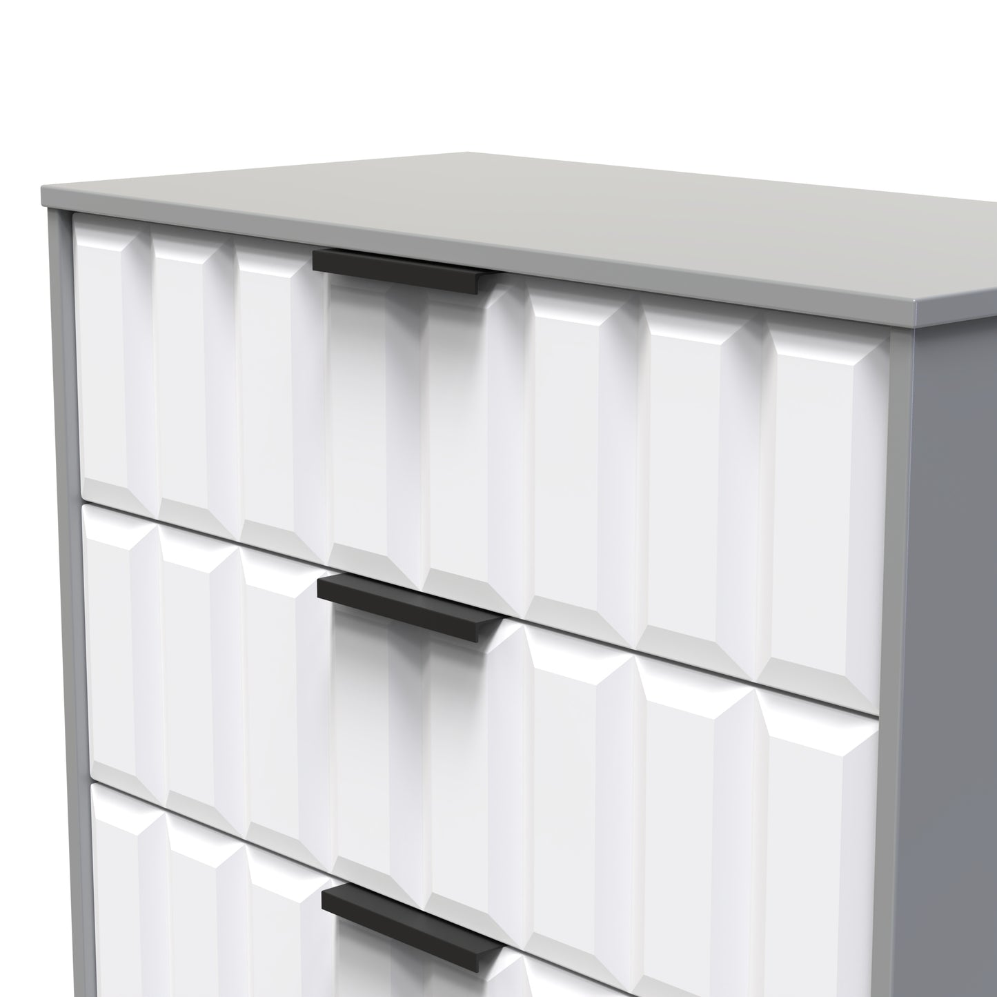 New York C Chest of Drawers White & Grey 3 Drawers 77cm