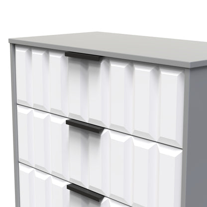 New York C Chest of Drawers White & Grey 3 Drawers 77cm