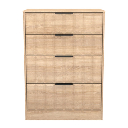 New York C Tall Chest of Drawers Light Oak 4 Drawers 77cm