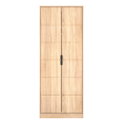 New York C Tall Wardrobe Light Oak 2 Doors 1 Shelf 77cm