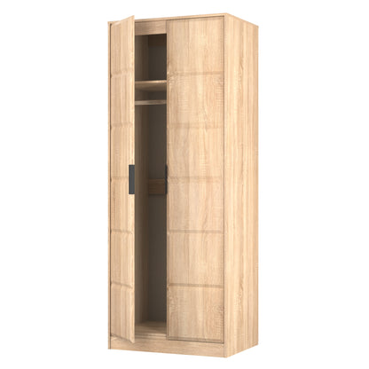 New York C Tall Wardrobe Light Oak 2 Doors 1 Shelf 77cm