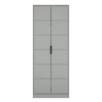 New York C Tall Wardrobe Grey 2 Doors 1 Shelf 77cm