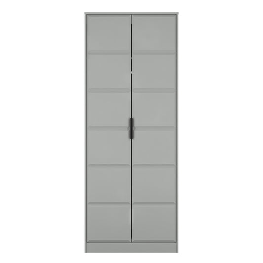New York C Tall Wardrobe Grey 2 Doors 1 Shelf 77cm