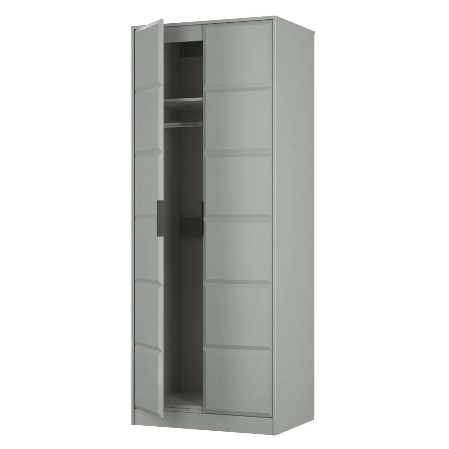 New York C Tall Wardrobe Grey 2 Doors 1 Shelf 77cm