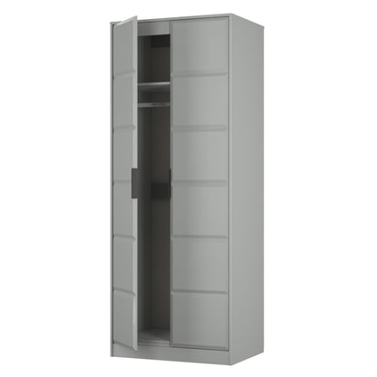 New York C Tall Wardrobe Grey 2 Doors 1 Shelf 77cm