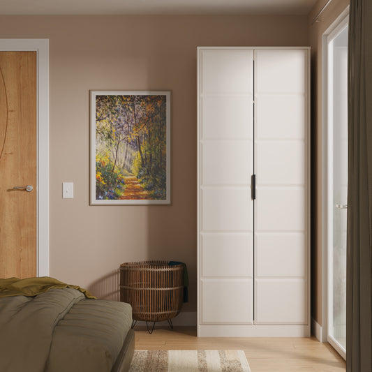 New York C Tall Wardrobe Off-white 2 Doors 1 Shelf 77cm