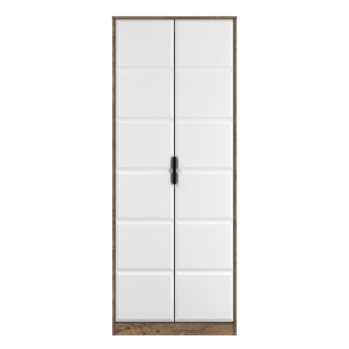 New York C Tall Wardrobe White & Vintage Oak 2 Doors 1 Shelf 77cm