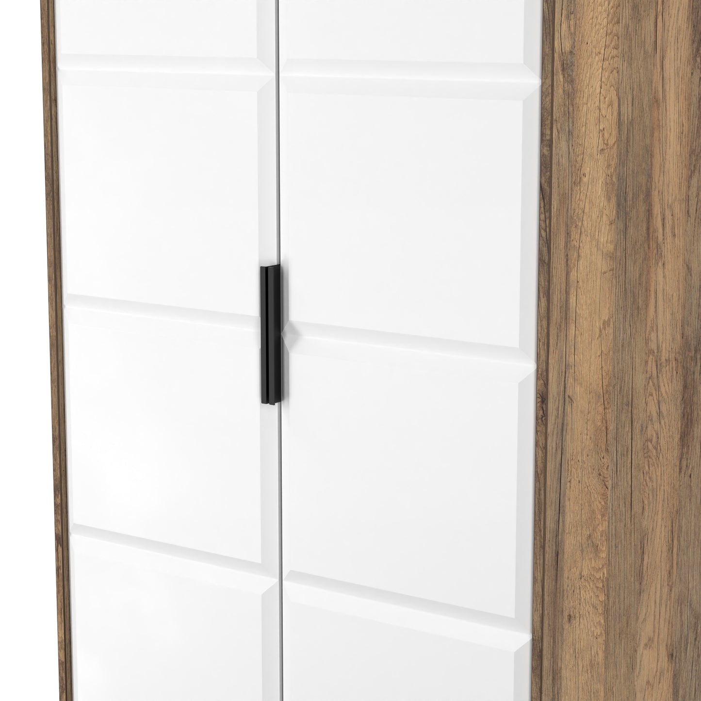 New York C Tall Wardrobe White & Vintage Oak 2 Doors 1 Shelf 77cm