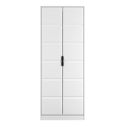 New York C Tall Wardrobe White 2 Doors 1 Shelf 77cm