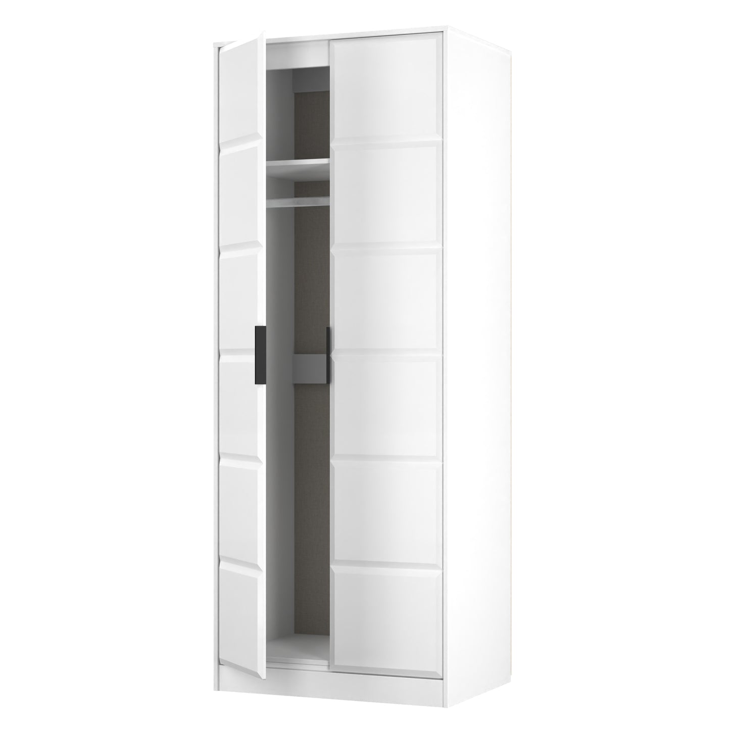 New York C Tall Wardrobe White 2 Doors 1 Shelf 77cm