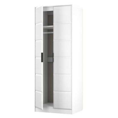 New York C Tall Wardrobe White 2 Doors 1 Shelf 77cm