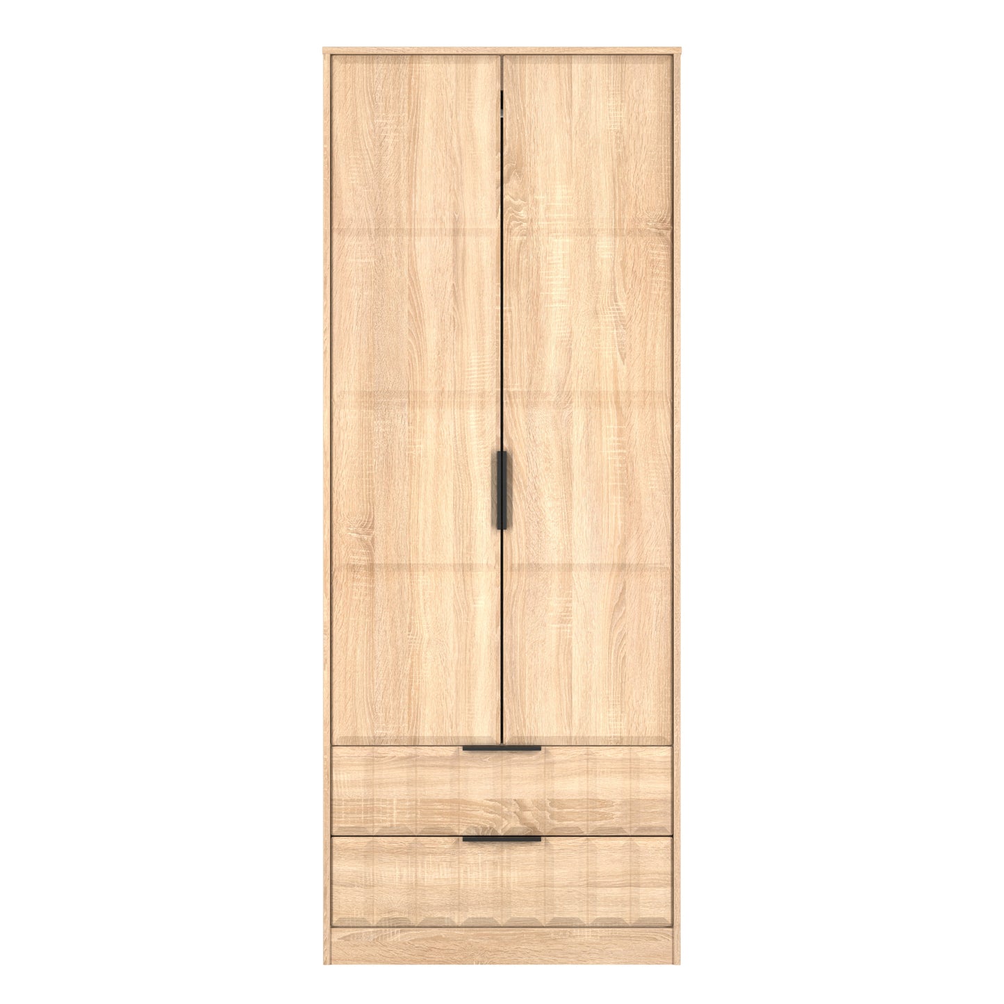 New York C Tall Wardrobe Light Oak 2 Doors 2 Drawers 77cm