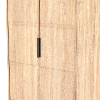 New York C Tall Wardrobe Light Oak 2 Doors 2 Drawers 77cm