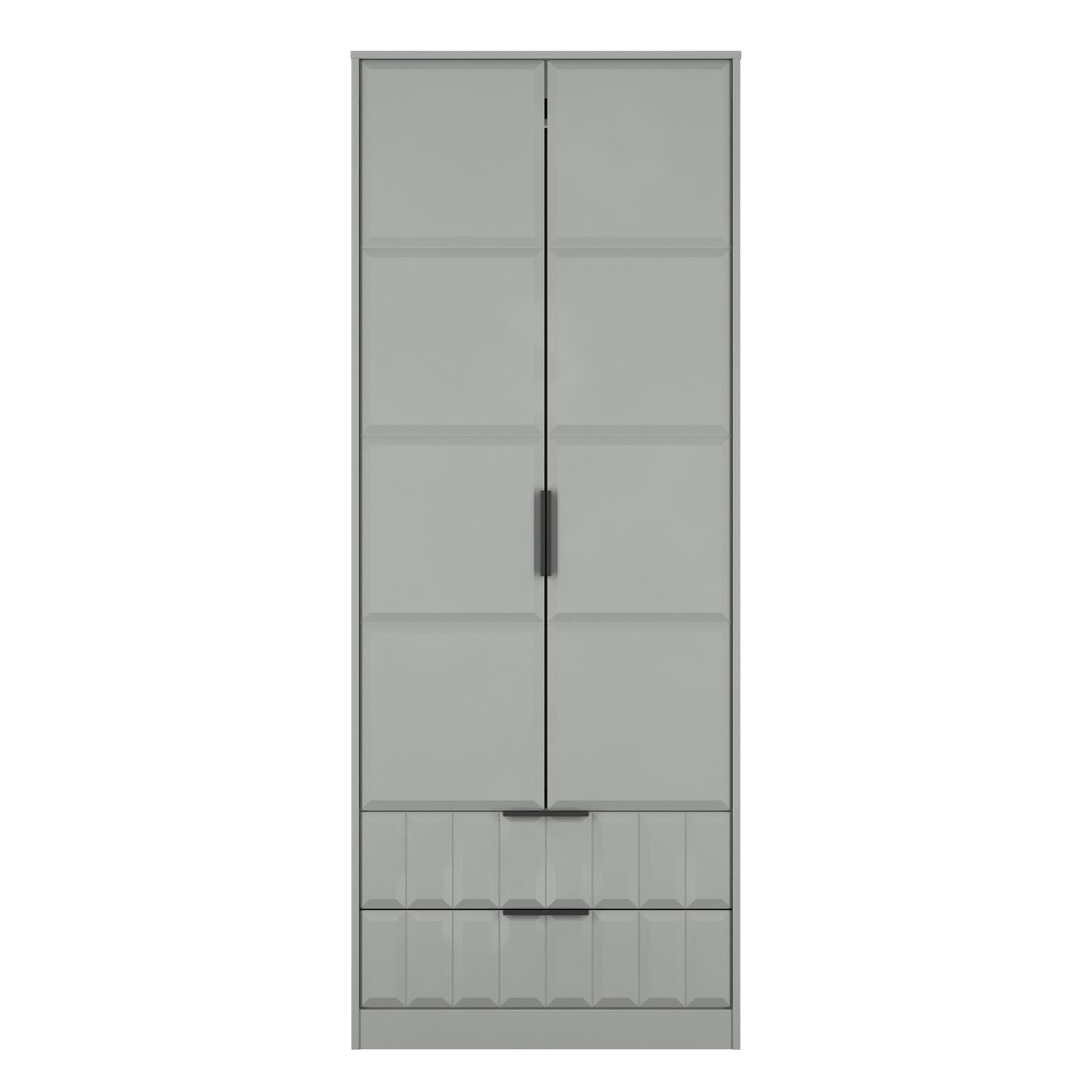 New York C Tall Wardrobe Grey 2 Doors 2 Drawers 77cm