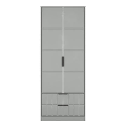 New York C Tall Wardrobe Grey 2 Doors 2 Drawers 77cm
