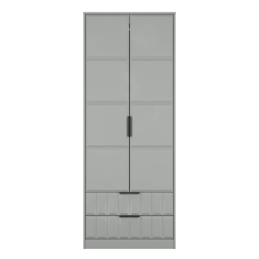 New York C Tall Wardrobe Grey 2 Doors 2 Drawers 77cm