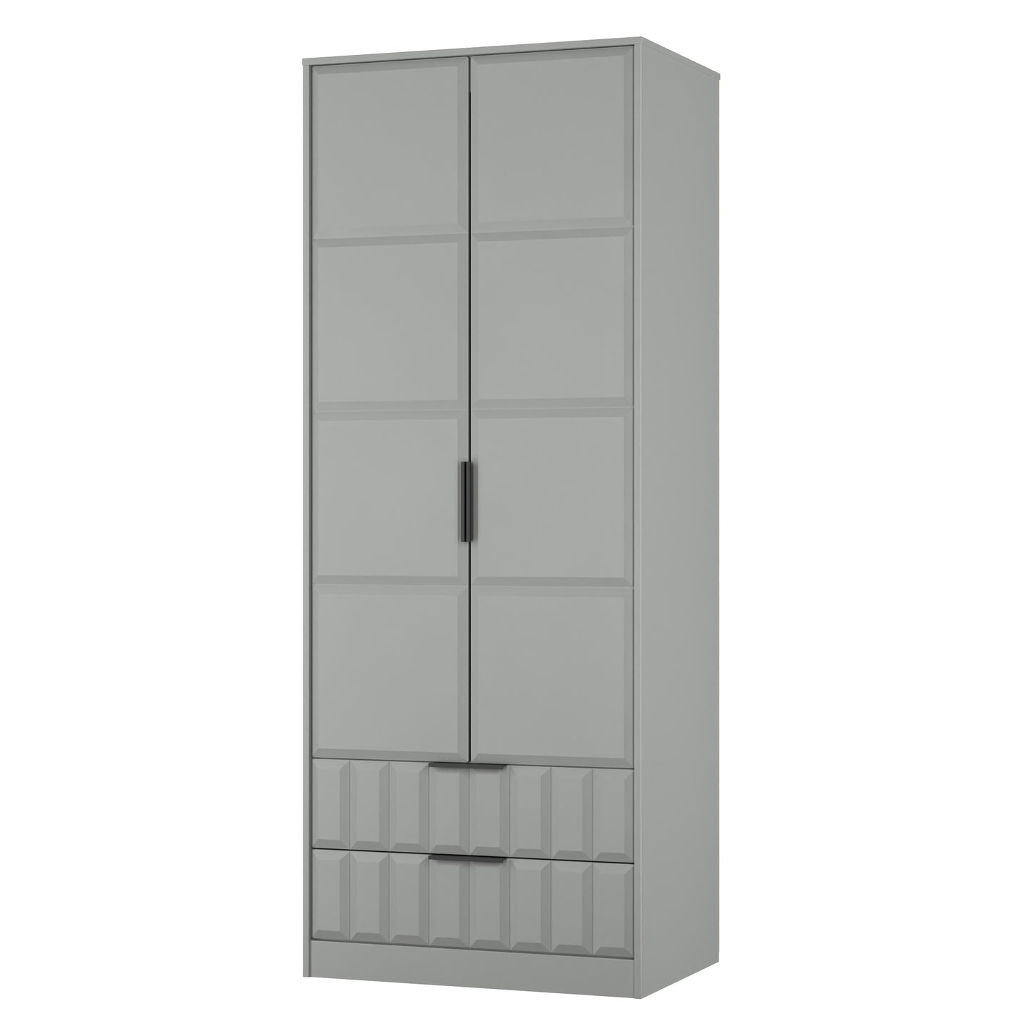 New York C Tall Wardrobe Grey 2 Doors 2 Drawers 77cm
