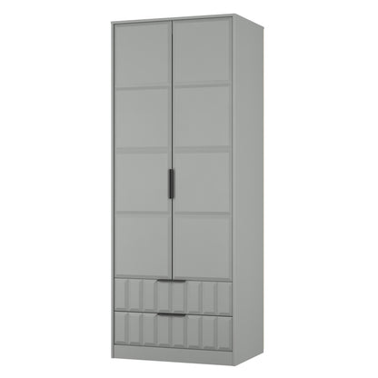 New York C Tall Wardrobe Grey 2 Doors 2 Drawers 77cm
