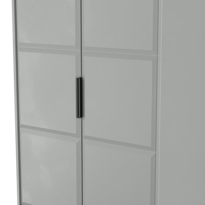 New York C Tall Wardrobe Grey 2 Doors 2 Drawers 77cm