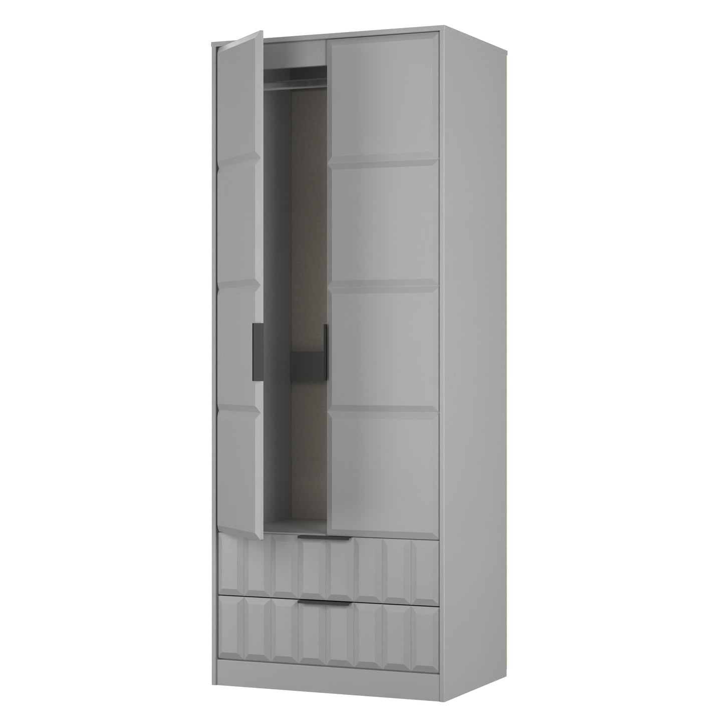 New York C Tall Wardrobe Grey 2 Doors 2 Drawers 77cm