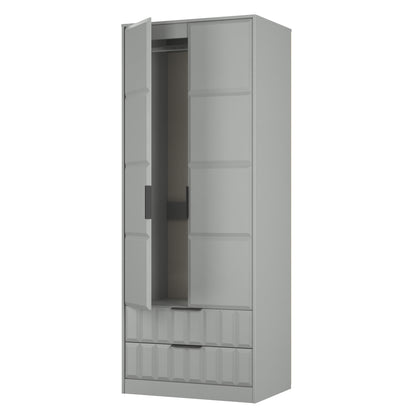 New York C Tall Wardrobe Grey 2 Doors 2 Drawers 77cm